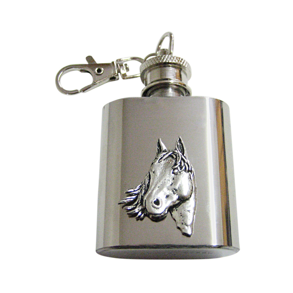 Textured Horse Head Keychain Flask - image 1